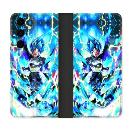 Housse Cuir Portefeuille Pour Samsung Galaxy S25 FE Manga Dragon Ball Vegeta Bleu