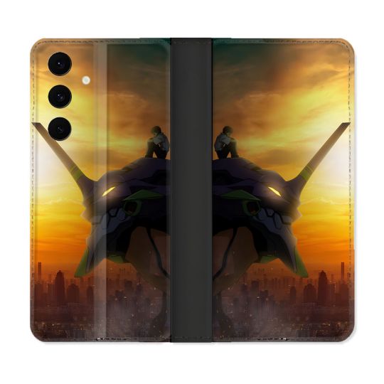 Housse Cuir Portefeuille Pour Samsung Galaxy S25 FE Manga Evangelion