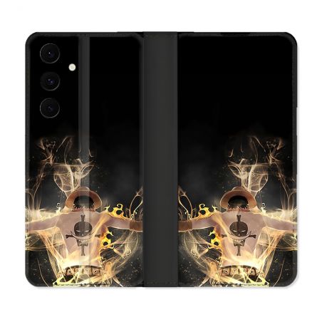 Housse Cuir Portefeuille Pour Samsung Galaxy S25 FE Manga One Piece Ace Noir