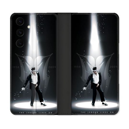 Housse Cuir Portefeuille Pour Samsung Galaxy S25 FE Michael Jackson Noir