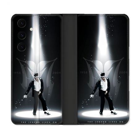Housse Cuir Portefeuille Pour Samsung Galaxy S25 FE Michael Jackson Noir