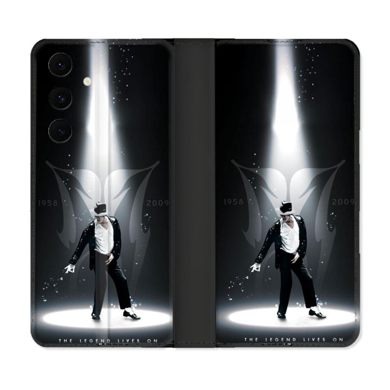Housse Cuir Portefeuille Pour Samsung Galaxy S25 FE Michael Jackson Noir