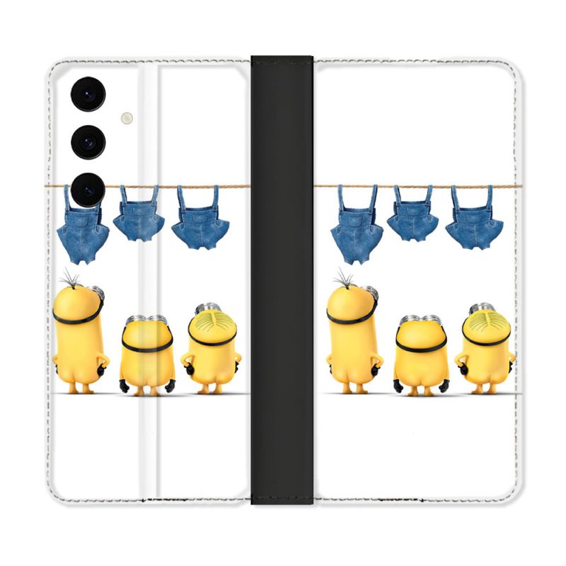 Housse Cuir Portefeuille Pour Samsung Galaxy S25 FE Minions Nus