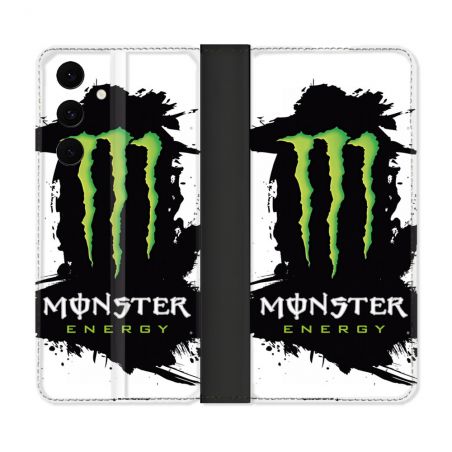 Housse Cuir Portefeuille Pour Samsung Galaxy S25 FE Monster Energy Tache