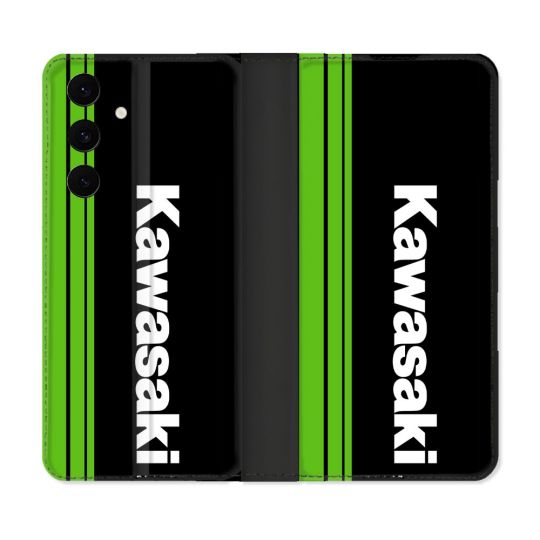 Housse Cuir Portefeuille Pour Samsung Galaxy S25 FE Moto Kawasaki