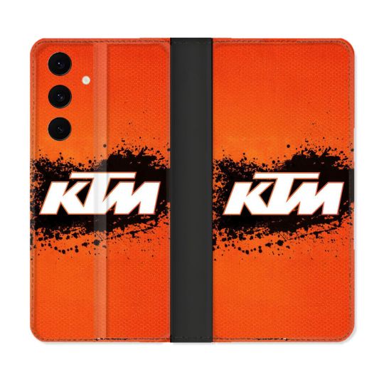 Housse Cuir Portefeuille Pour Samsung Galaxy S25 FE Moto KTM