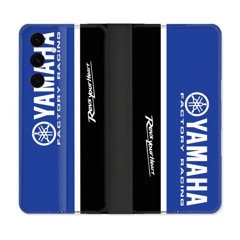 Housse Cuir Portefeuille Pour Samsung Galaxy S25 FE Moto Yamaha