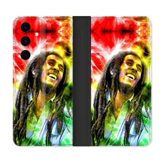 Housse Cuir Portefeuille Pour Samsung Galaxy S25 FE Musique Bob Marley Color