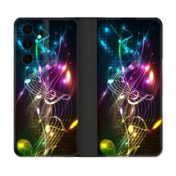 Housse Cuir Portefeuille Pour Samsung Galaxy S25 FE Musique Partition Multicolore