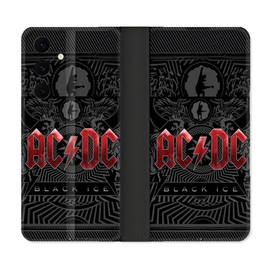 Housse Cuir Portefeuille Pour Samsung Galaxy S25 FE Musique Rock ACDC Rouge