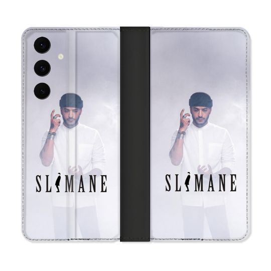 Housse Cuir Portefeuille Pour Samsung Galaxy S25 FE Musique Slimane Blanc