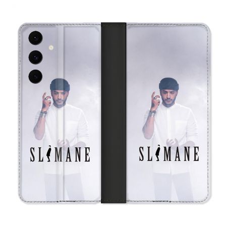 Housse Cuir Portefeuille Pour Samsung Galaxy S25 FE Musique Slimane Blanc