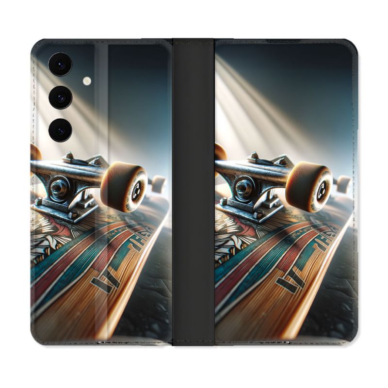 Housse Cuir Portefeuille Pour Samsung Galaxy S25 FE Planche Skate