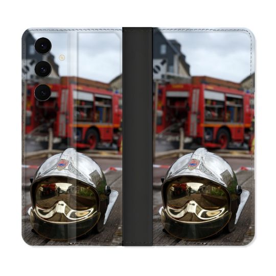 Housse Cuir Portefeuille Pour Samsung Galaxy S25 FE Pompier Casque Camion