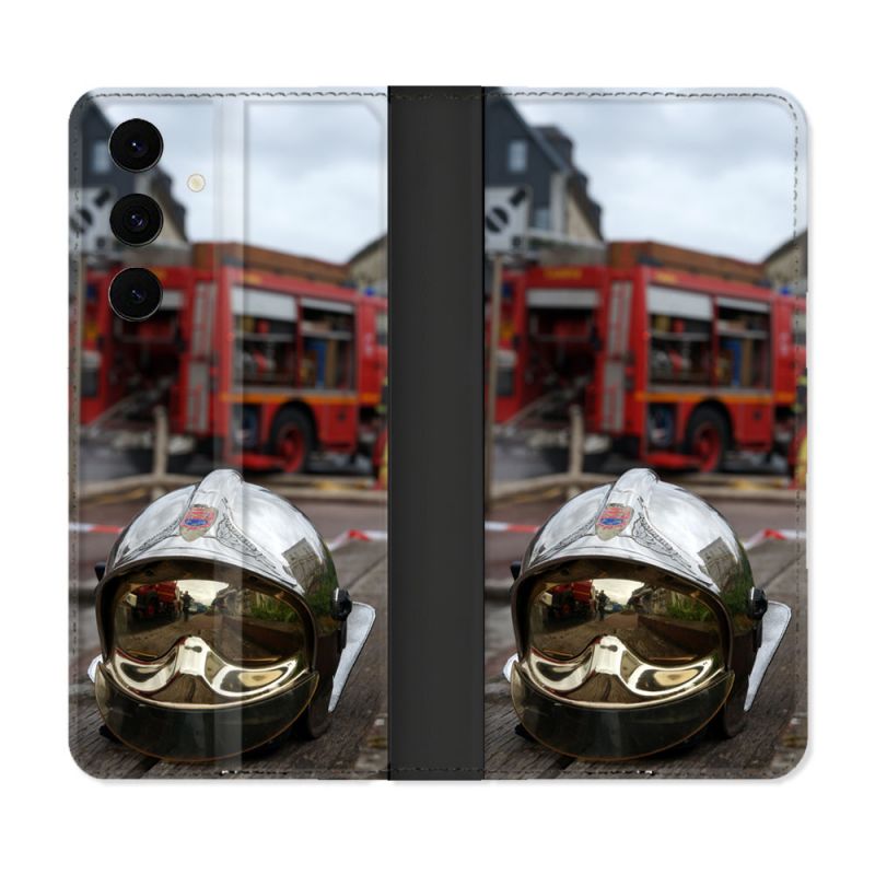 Housse Cuir Portefeuille Pour Samsung Galaxy S25 FE Pompier Casque Camion