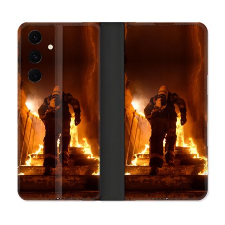 Housse Cuir Portefeuille Pour Samsung Galaxy S25 FE Pompier Escalier