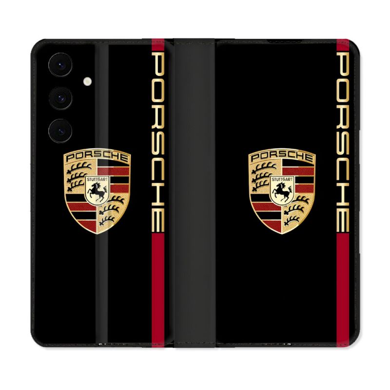 Housse Cuir Portefeuille Pour Samsung Galaxy S25 FE Porsche Line