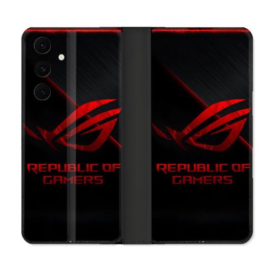 Housse Cuir Portefeuille Pour Samsung Galaxy S25 FE ROG Rouge