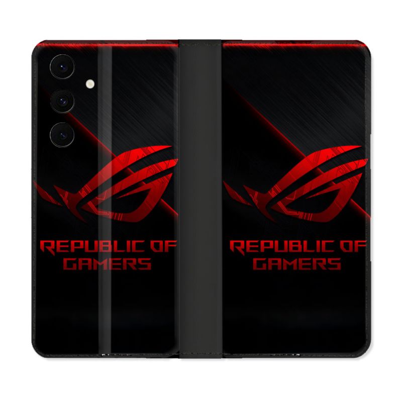 Housse Cuir Portefeuille Pour Samsung Galaxy S25 FE ROG Rouge
