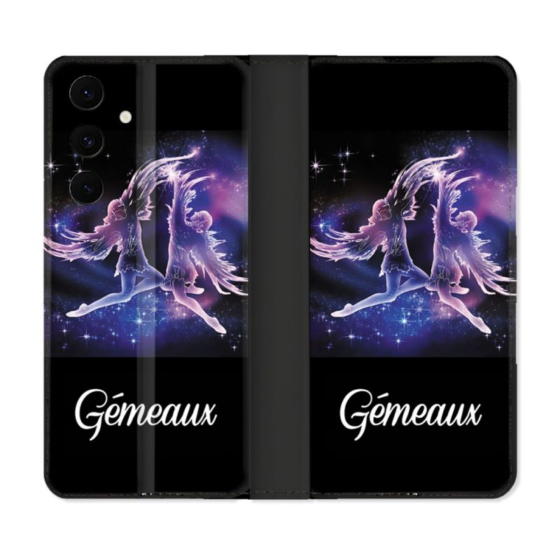 Housse Cuir Portefeuille Pour Samsung Galaxy S25 FE Signe Zodiaque 2 Gémeaux