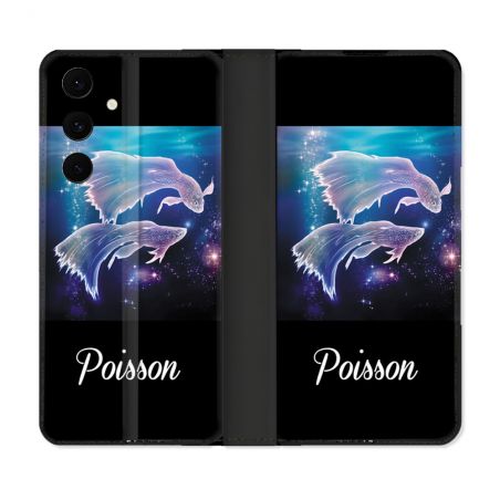 Housse Cuir Portefeuille Pour Samsung Galaxy S25 FE Signe Zodiaque 2 Poisson