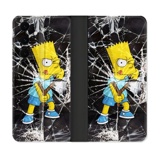 Housse Cuir Portefeuille Pour Samsung Galaxy S25 FE Simpson Bart