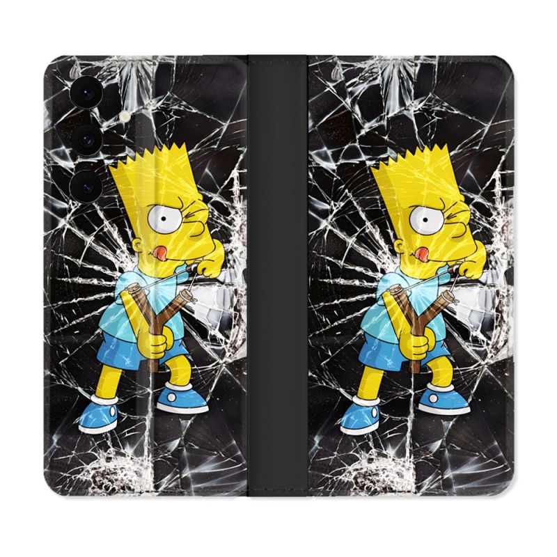 Housse Cuir Portefeuille Pour Samsung Galaxy S25 FE Simpson Bart