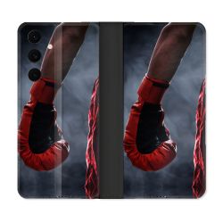 Housse Cuir Portefeuille Pour Samsung Galaxy S25 FE Sport Boxe Gant Rouge