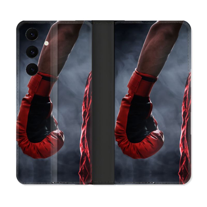 Housse Cuir Portefeuille Pour Samsung Galaxy S25 FE Sport Boxe Gant Rouge