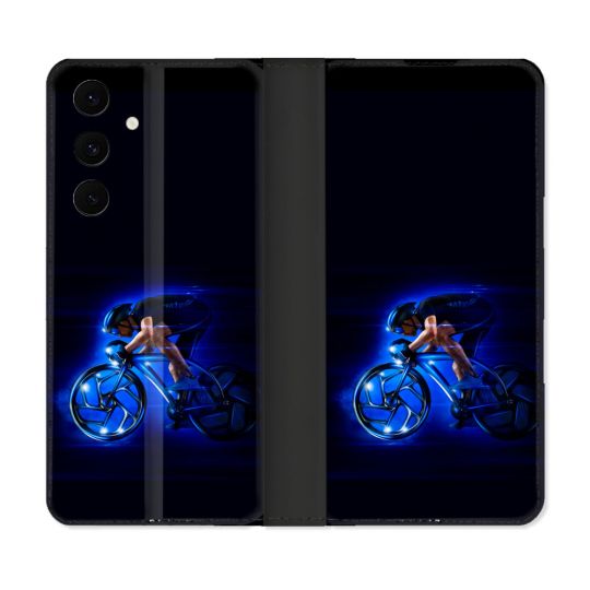 Housse Cuir Portefeuille Pour Samsung Galaxy S25 FE Sport Cyclisme Bleu