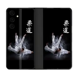 Housse Cuir Portefeuille Pour Samsung Galaxy S25 FE Sport Judo Noir