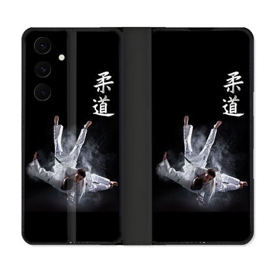 Housse Cuir Portefeuille Pour Samsung Galaxy S25 FE Sport Judo Noir
