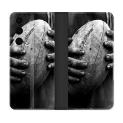 Housse Cuir Portefeuille Pour Samsung Galaxy S25 FE Sport Rugby Ballon Vintage