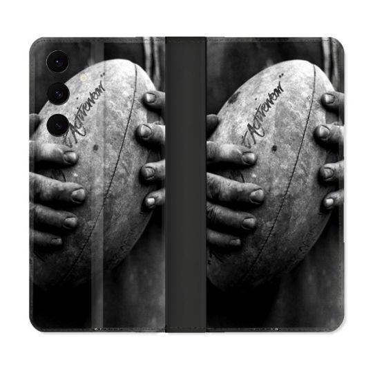 Housse Cuir Portefeuille Pour Samsung Galaxy S25 FE Sport Rugby Ballon Vintage