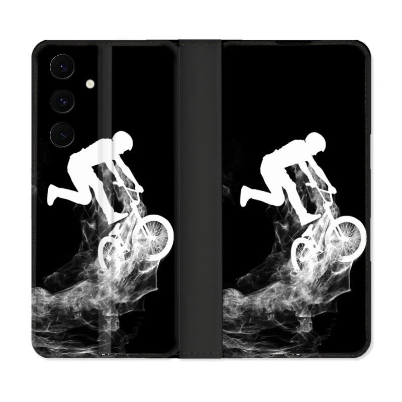 Housse Cuir Portefeuille Pour Samsung Galaxy S25 FE Sport VTT Noir