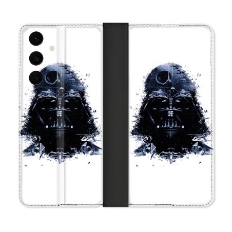 Housse Cuir Portefeuille Pour Samsung Galaxy S25 FE Star Wars - Dark Vador Blanc