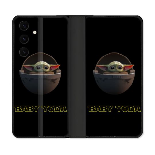 Housse Cuir Portefeuille Pour Samsung Galaxy S25 FE Star Wars - Yoda bebe noir