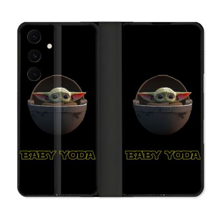 Housse Cuir Portefeuille Pour Samsung Galaxy S25 FE Star Wars - Yoda bebe noir