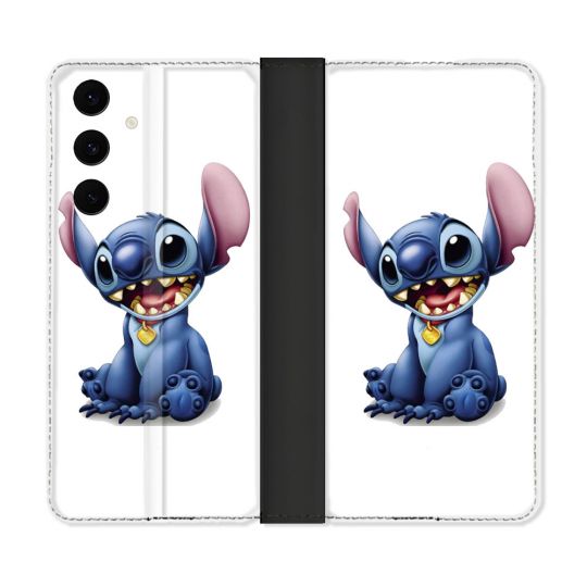 Housse Cuir Portefeuille Pour Samsung Galaxy S25 FE Stitch Blanc