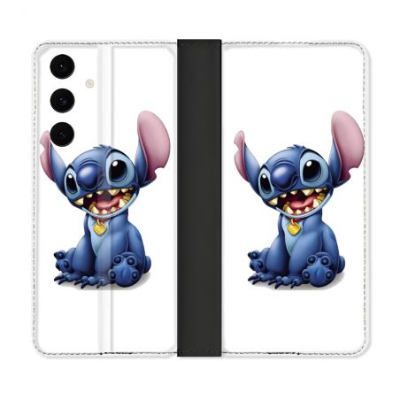Housse Cuir Portefeuille Pour Samsung Galaxy S25 FE Stitch Blanc