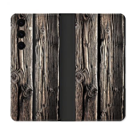 Housse Cuir Portefeuille Pour Samsung Galaxy S25 FE Texture Bois