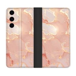 Housse Cuir Portefeuille Pour Samsung Galaxy S25 FE Texture Marbre Rose