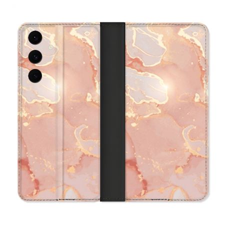 Housse Cuir Portefeuille Pour Samsung Galaxy S25 FE Texture Marbre Rose