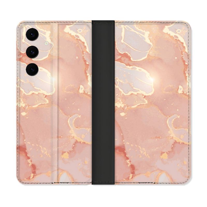 Housse Cuir Portefeuille Pour Samsung Galaxy S25 FE Texture Marbre Rose