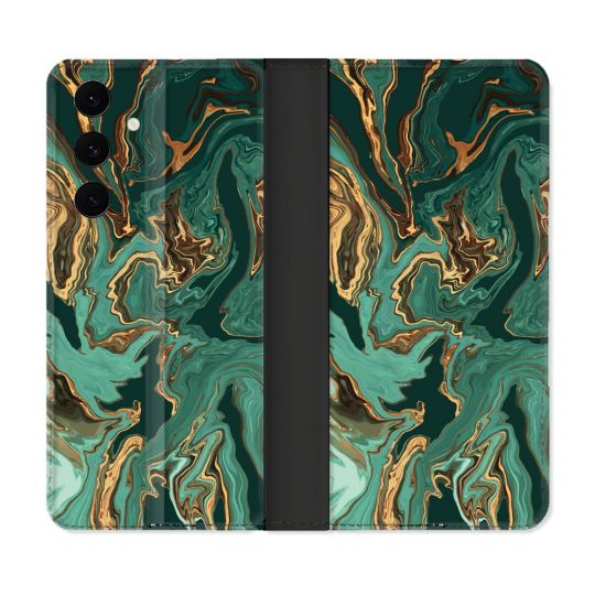 Housse Cuir Portefeuille Pour Samsung Galaxy S25 FE Texture Marbre Vert