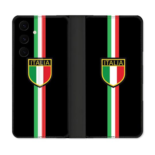 Housse Cuir Portefeuille Pour Samsung Galaxy S25 FE Voyage Italie 3 Noir