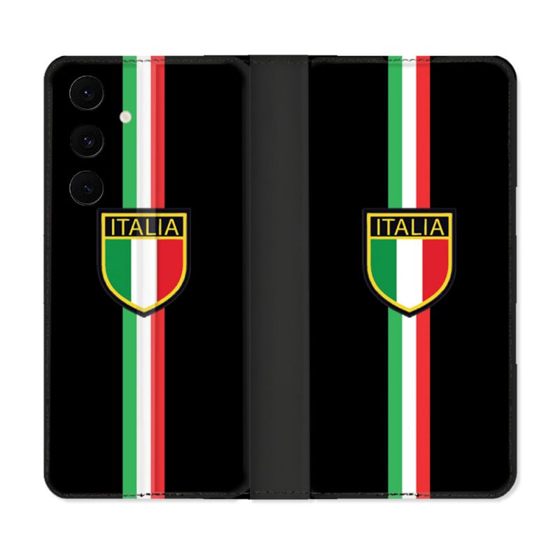 Housse Cuir Portefeuille Pour Samsung Galaxy S25 FE Voyage Italie 3 Noir