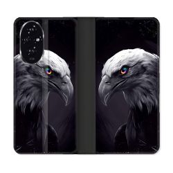 Housse cuir portefeuille Pour Honor 200 5G Animal Aigle Royal Noir