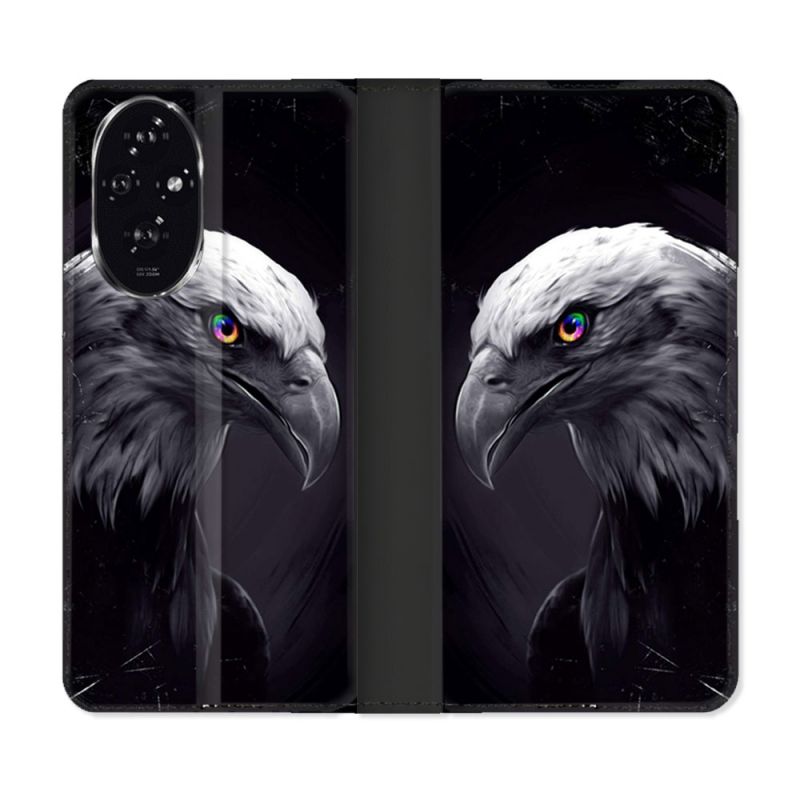 Housse cuir portefeuille Pour Honor 200 5G Animal Aigle Royal Noir