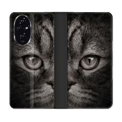 Housse cuir portefeuille Pour Honor 200 5G Animal Chat Gris